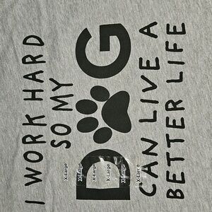 Gray Graphic Baseball Style Shirt Gray Body With Black Sleeves & Dog Print New